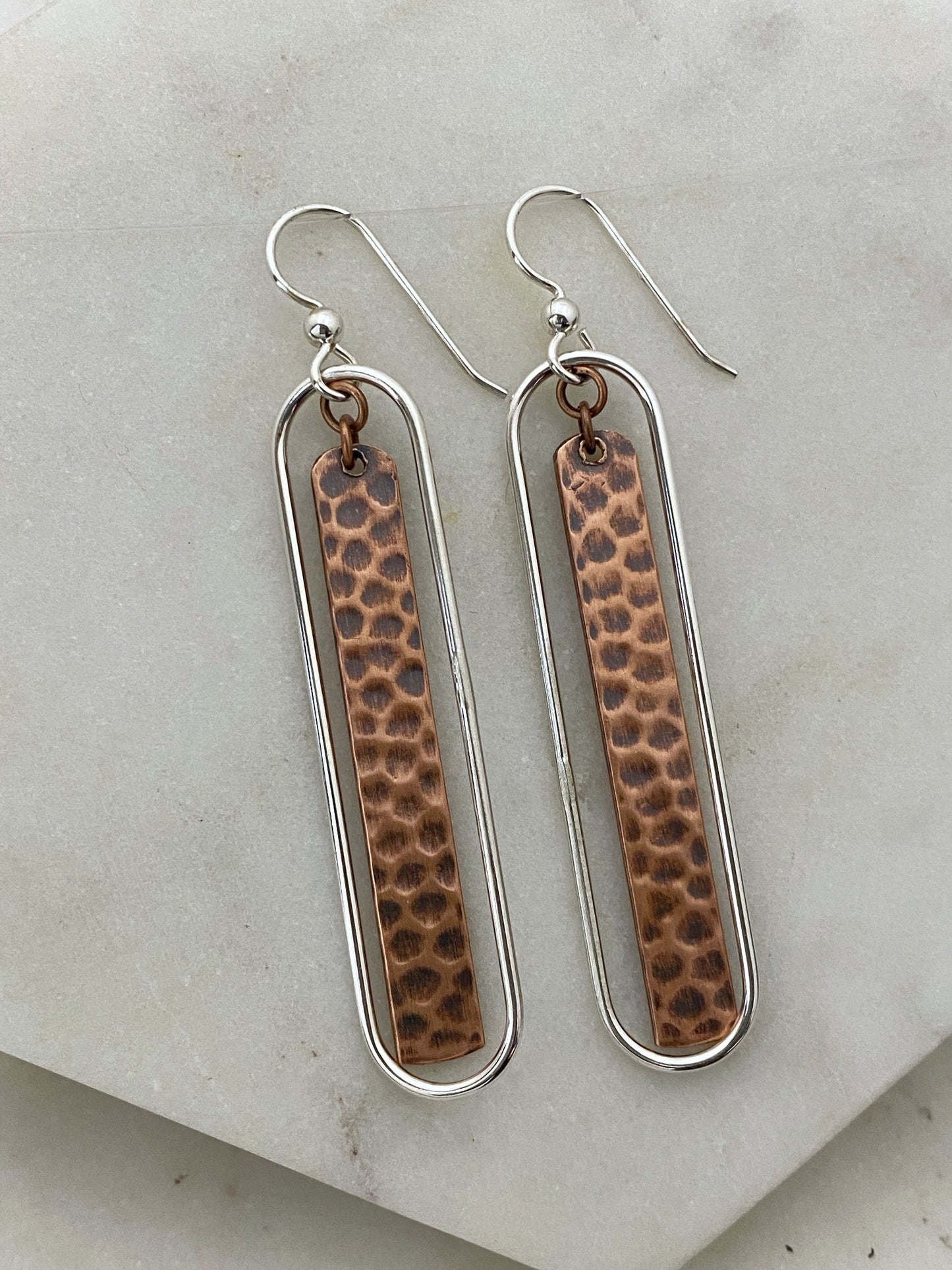 Mixed metal sterling and copper earrings