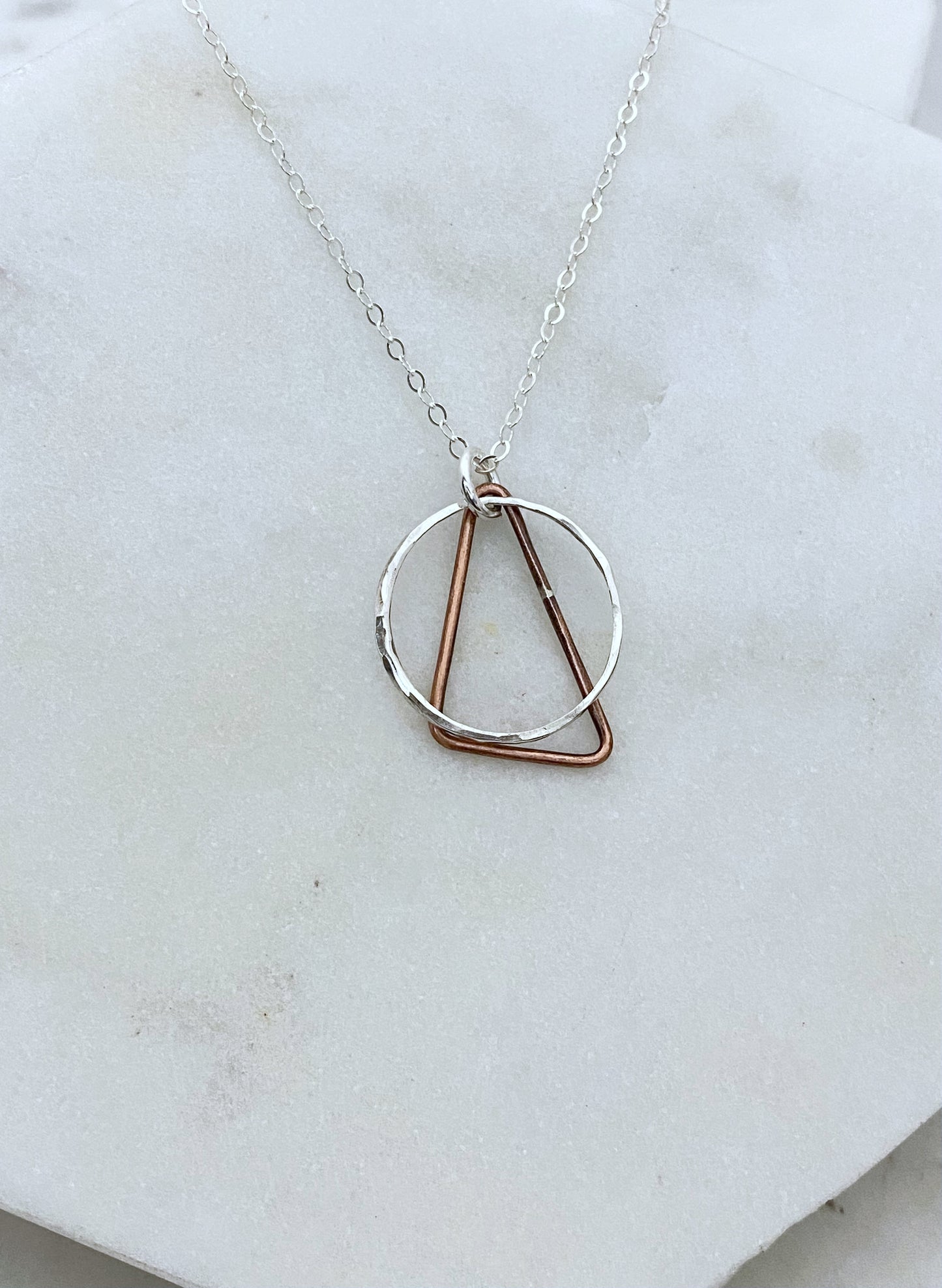 Sterling silver and copper mixed metal necklace