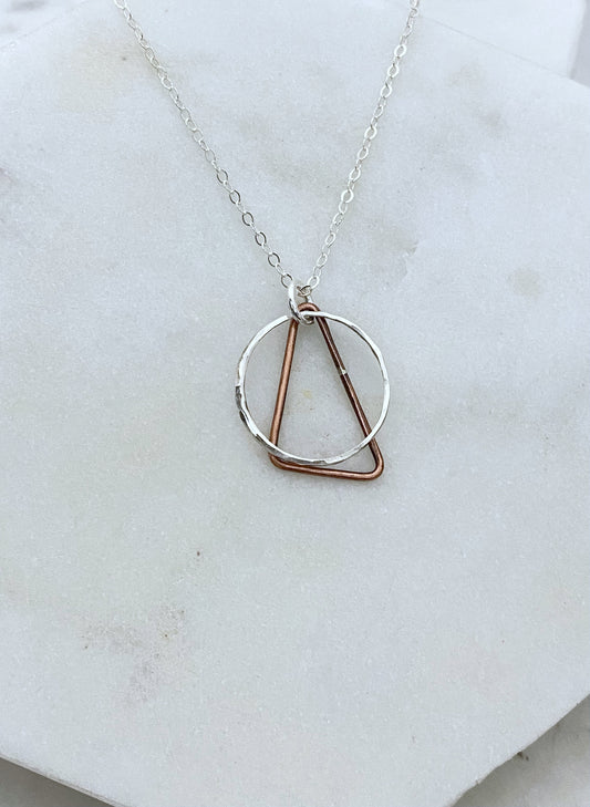 Sterling silver and copper mixed metal necklace