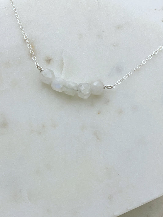 Moonstone and sterling silver simple necklace