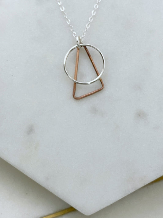 Sterling silver and copper mixed metal necklace