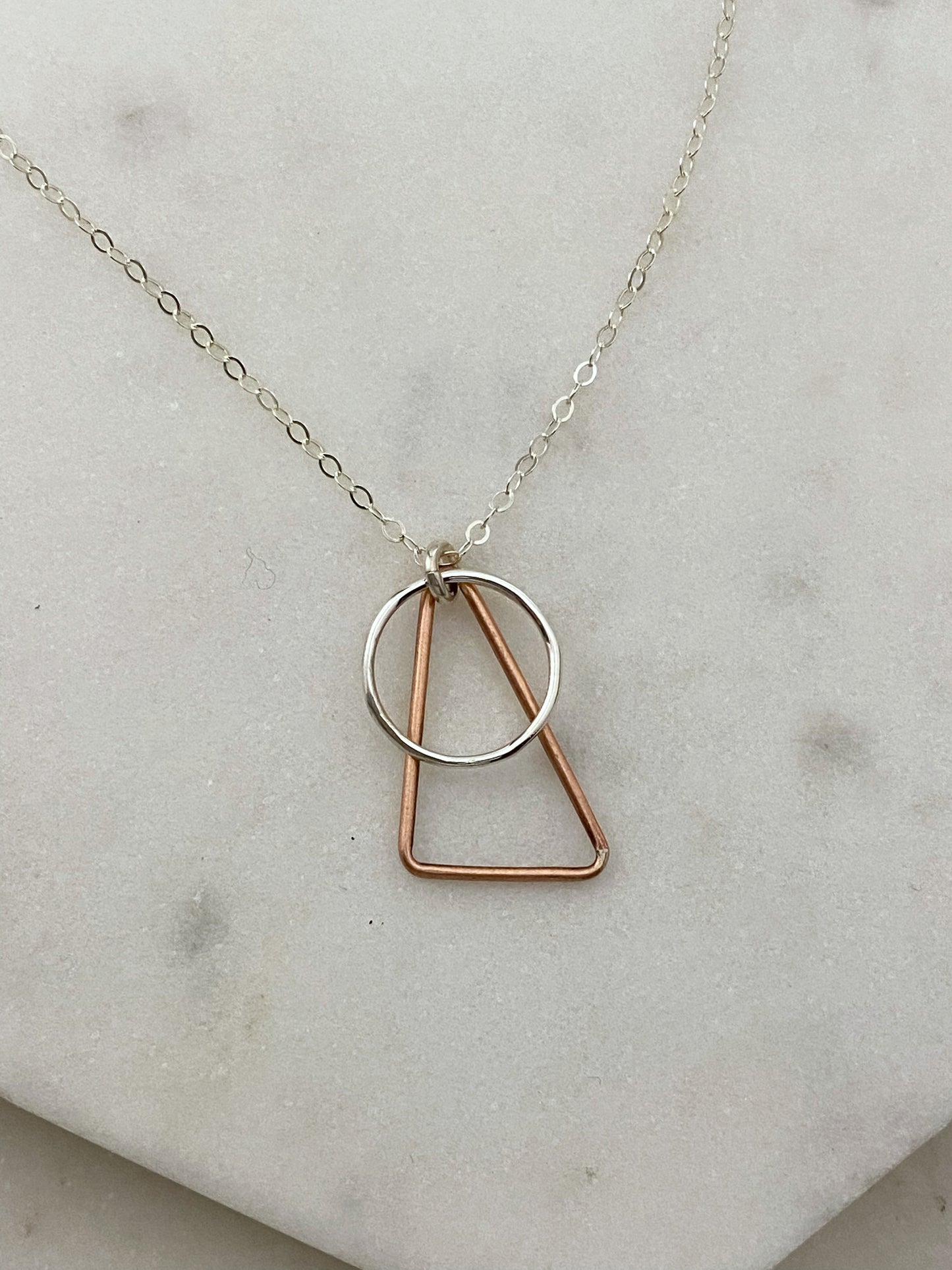 Sterling silver and copper mixed metal necklace