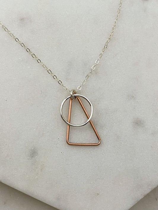 Sterling silver and copper mixed metal necklace