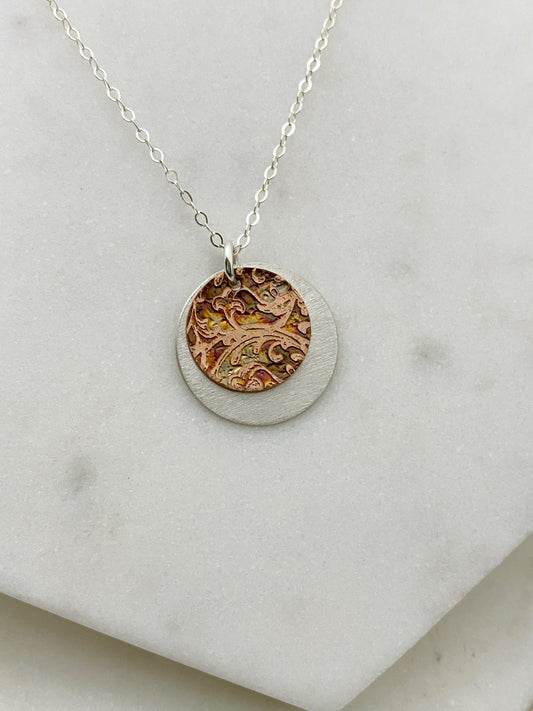 Mixed metal sterling and copper necklace
