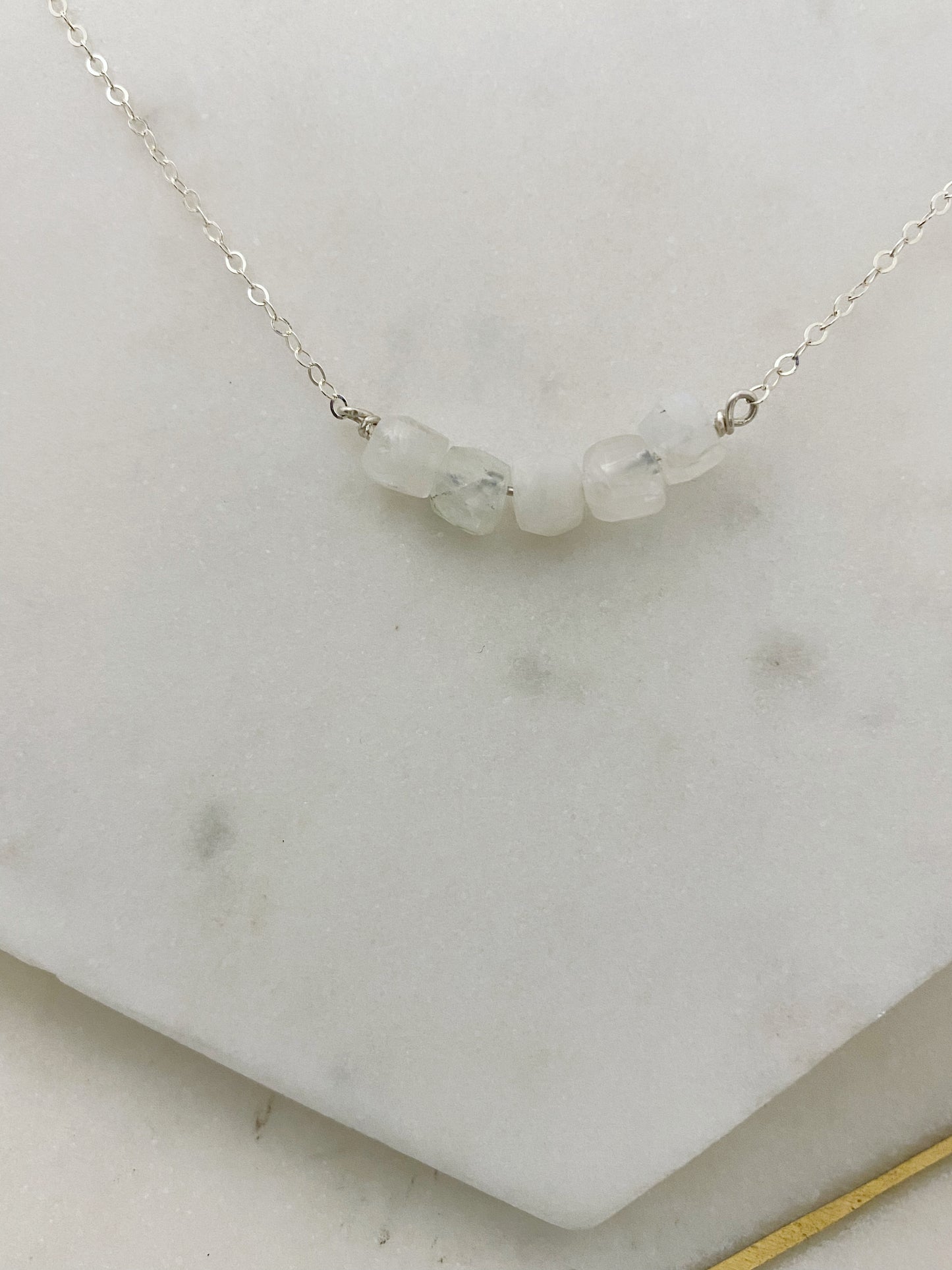 Moonstone and sterling silver simple necklace