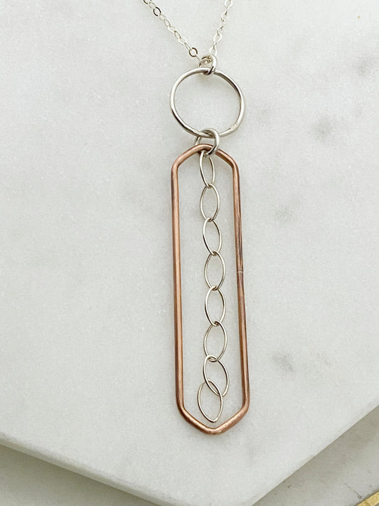 Sterling silver and copper mixed metal necklace