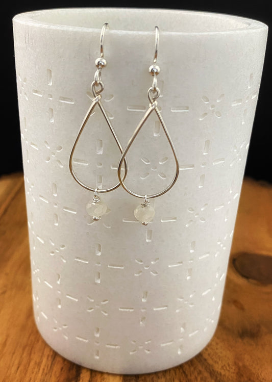 Sterling silver and moonstone teardrop earrings