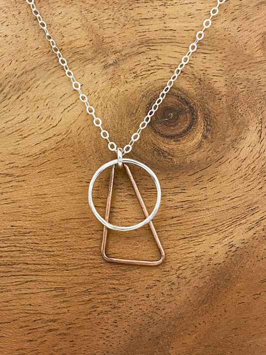 Sterling silver and copper mixed metal necklace