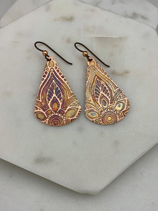 Acid Etched Teardrop Earrings
