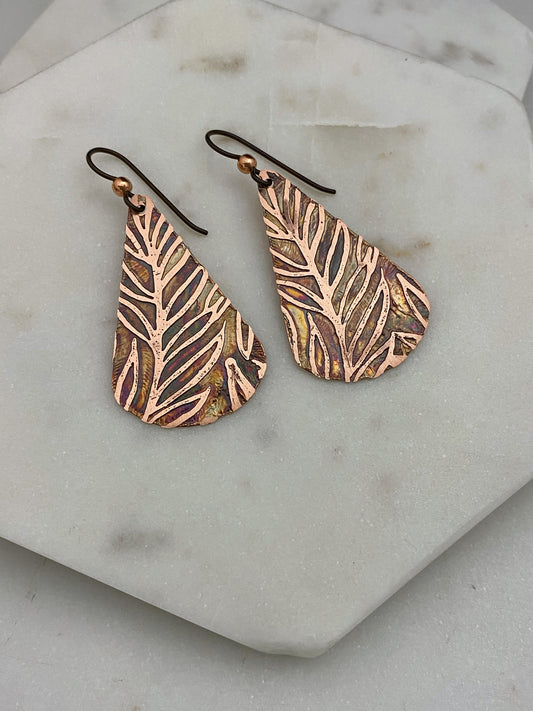 Acid Etched Teardrop Earrings