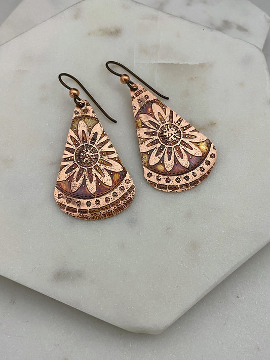 Acid Etched Teardrop Earrings