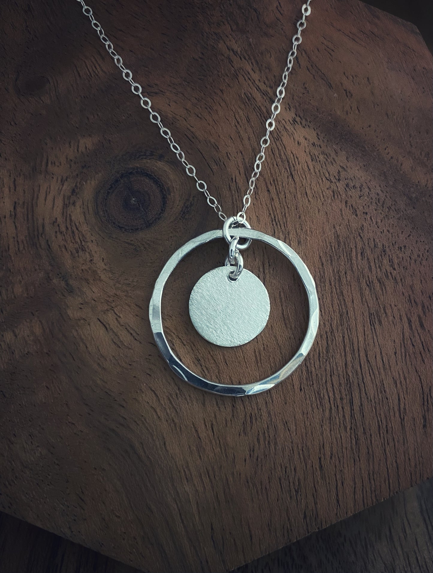 Sterling silver hoop with disk