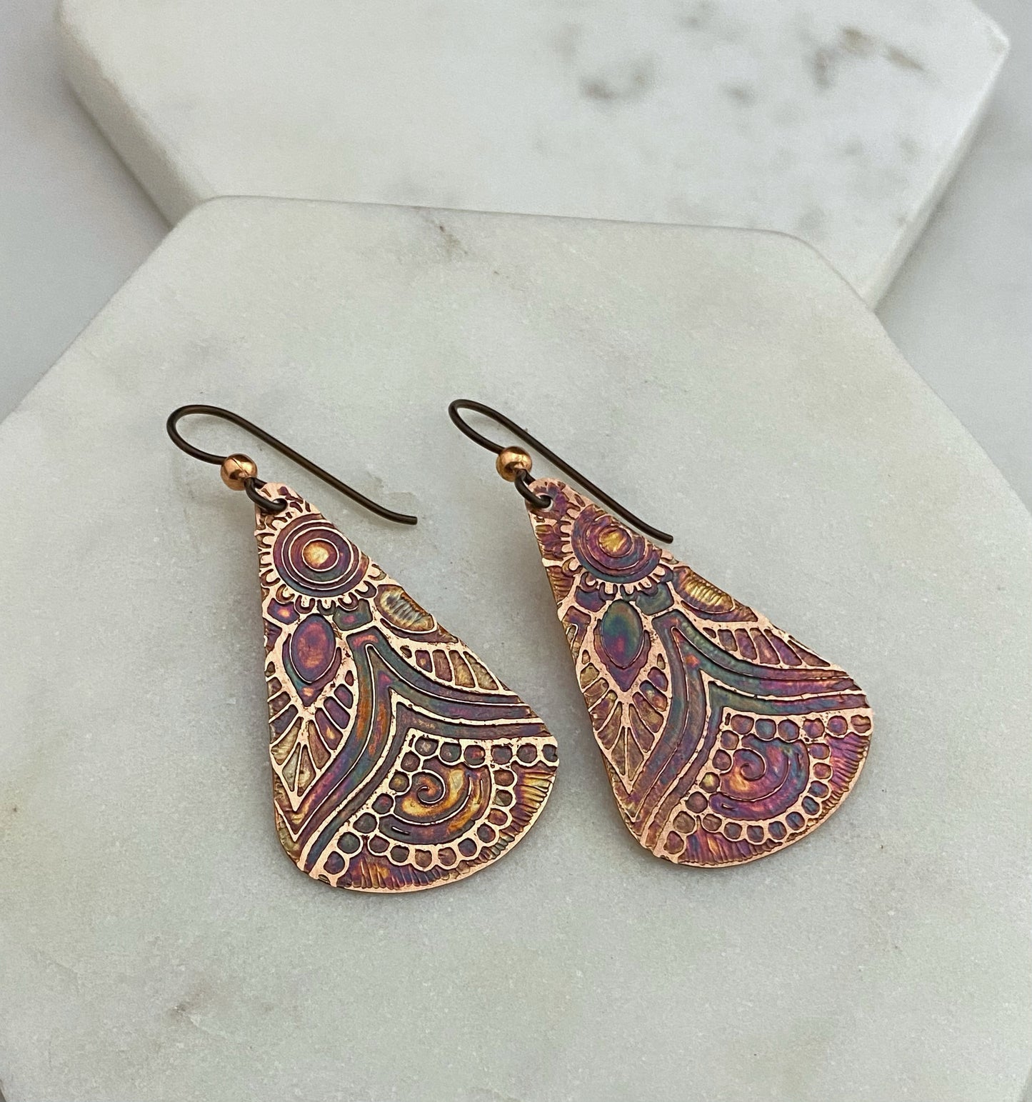 Acid Etched Teardrop Earrings
