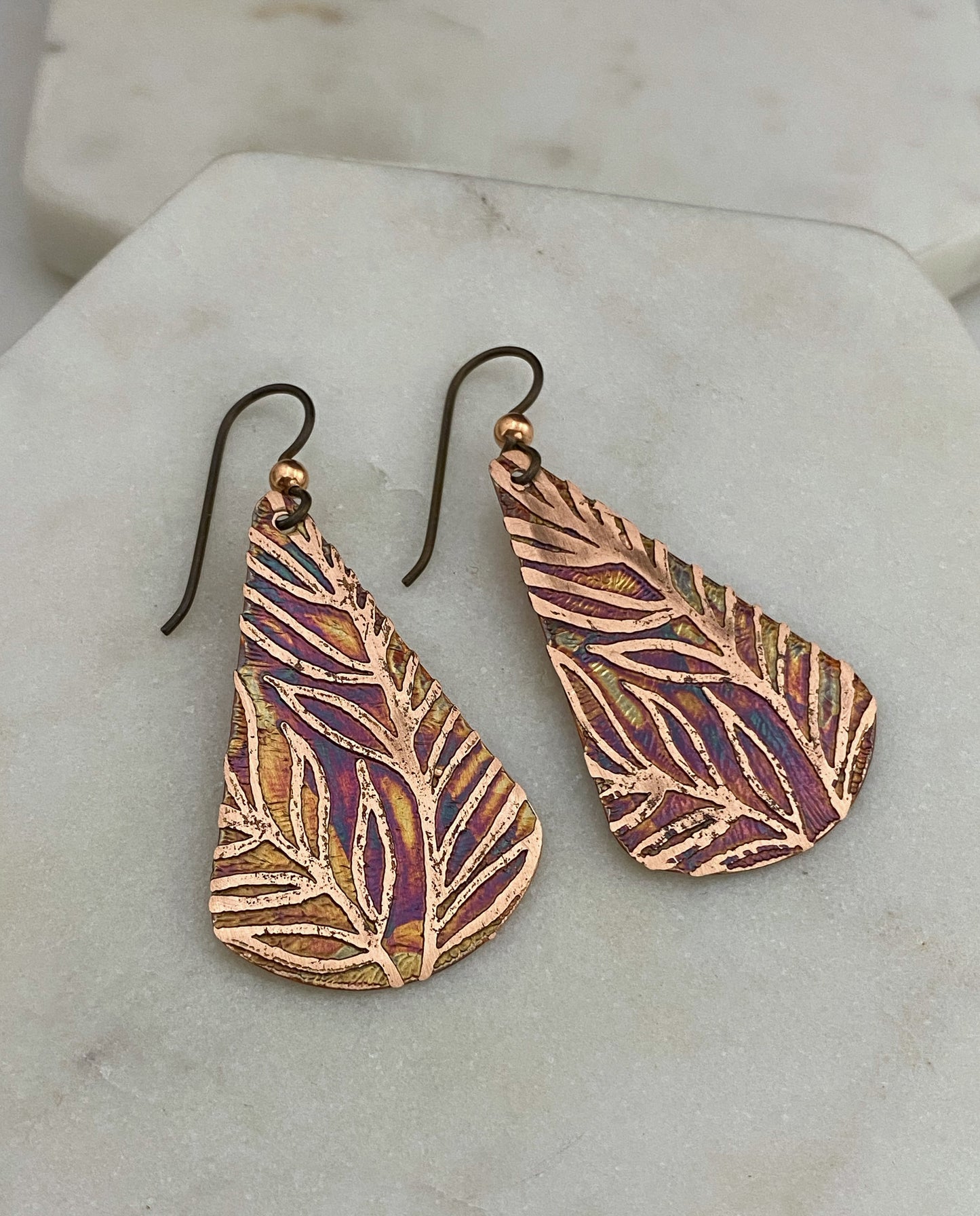 Acid Etched Teardrop Earrings