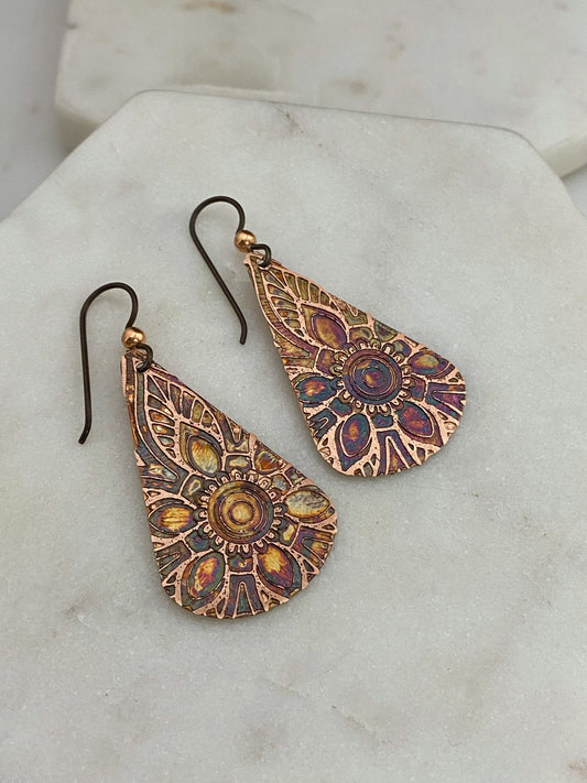 Acid Etched Teardrop Earrings