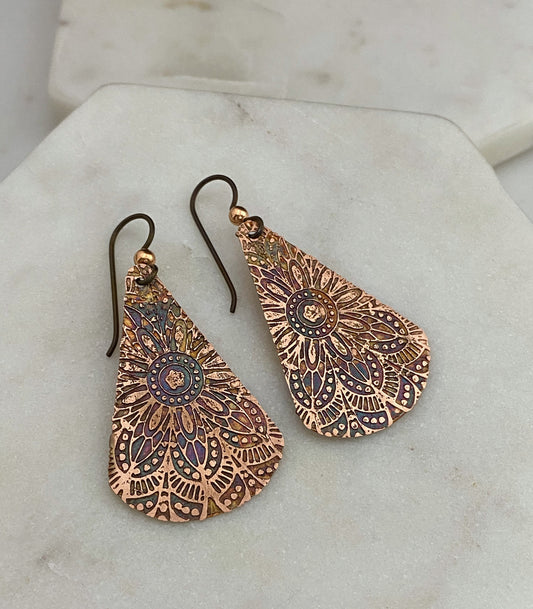 Acid Etched Teardrop Earrings