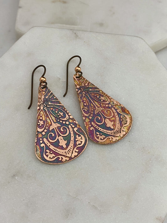 Acid Etched Teardrop Earrings