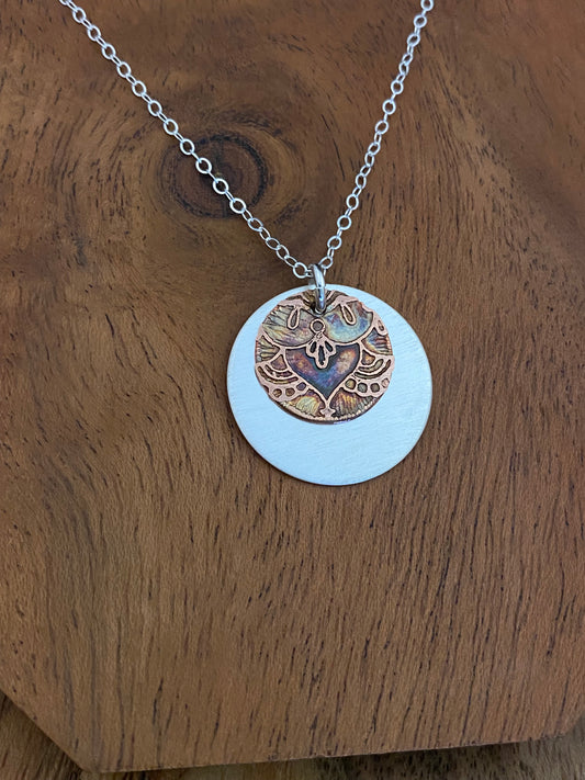 Mixed metal sterling and copper necklace