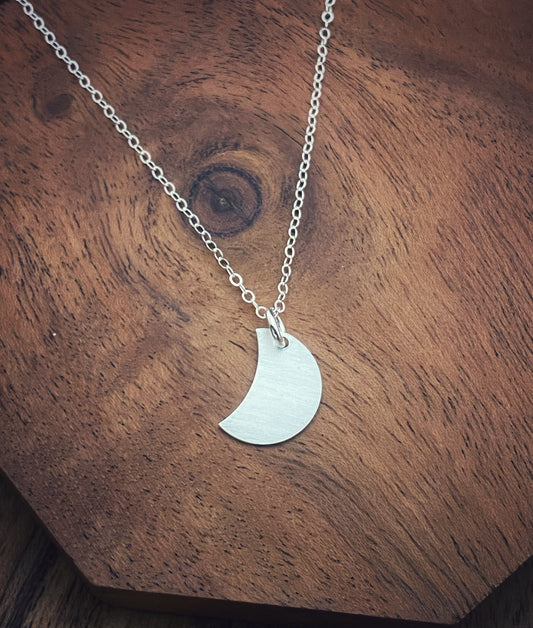 Forged Sterling Silver Moon Necklace