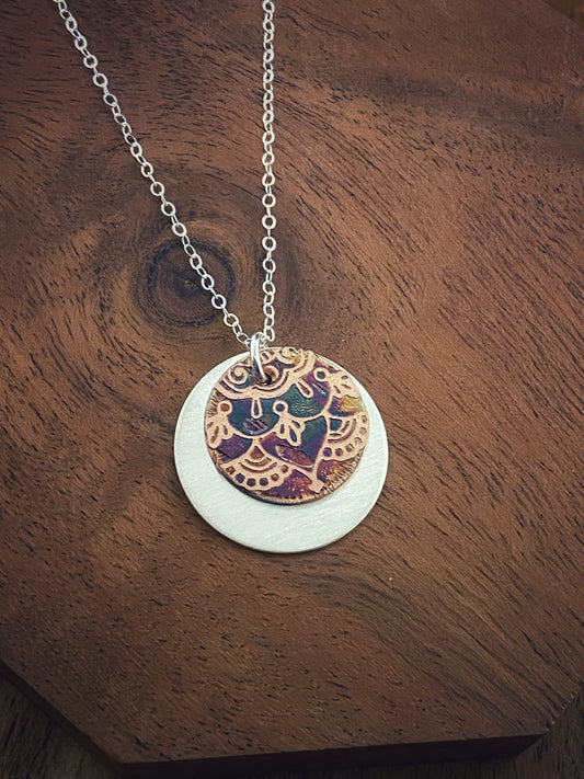Mixed metal sterling and copper necklace