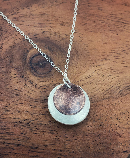 Mixed metal sterling and copper necklace