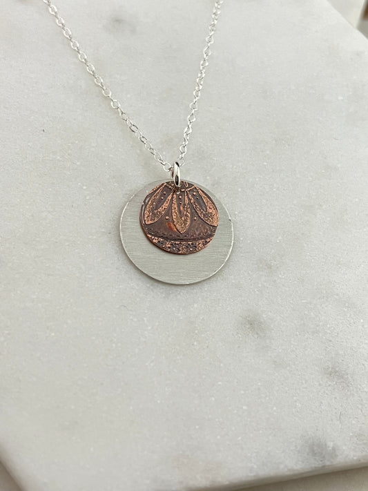 Mixed metal sterling and copper necklace