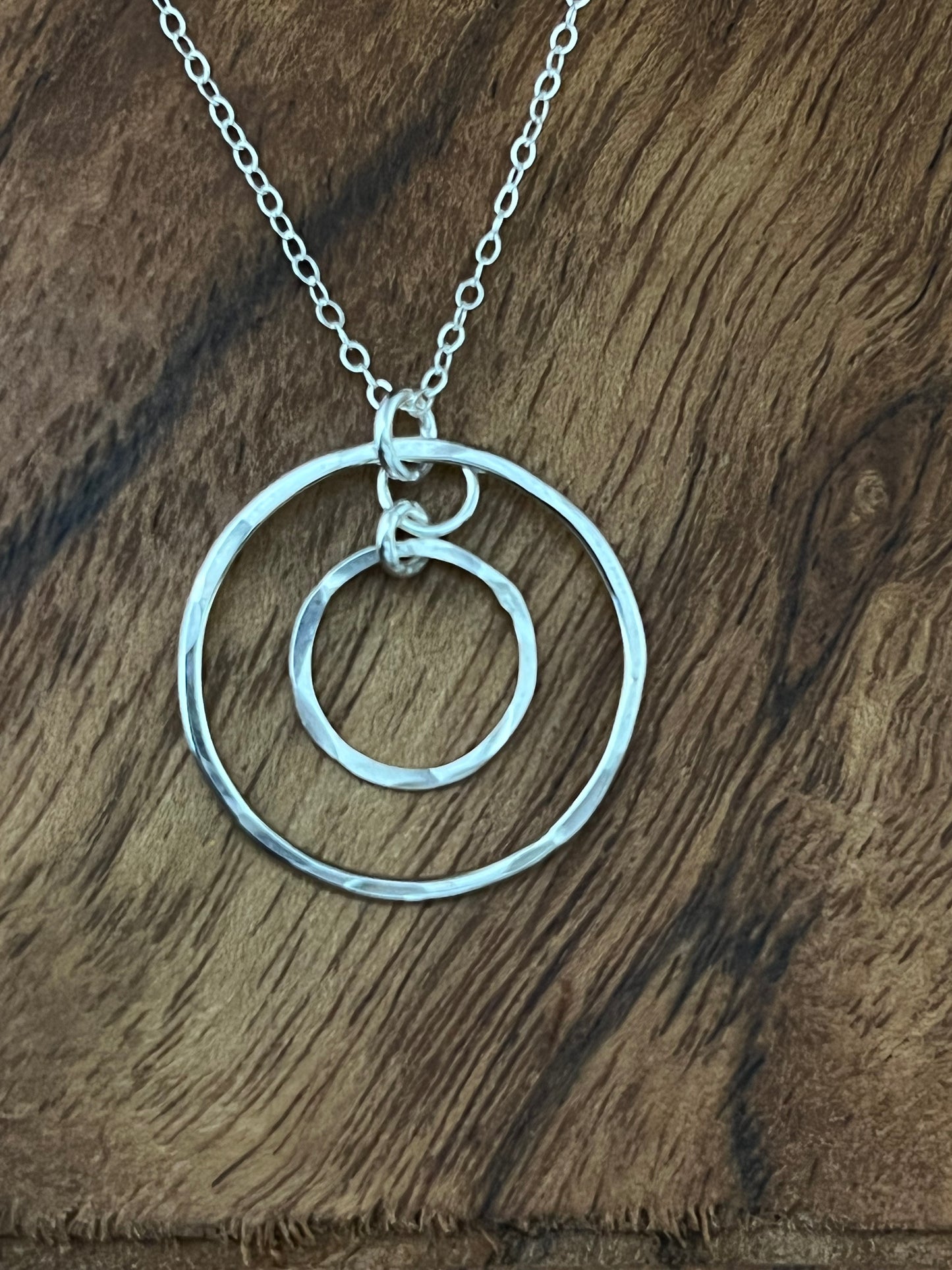 Forged sterling double hoop necklace