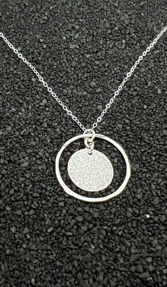 Sterling silver hoop with disk