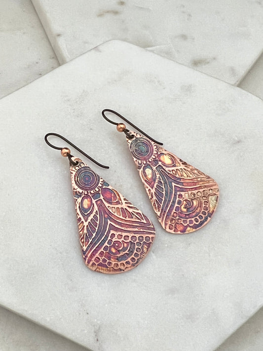 Acid Etched Teardrop Earrings