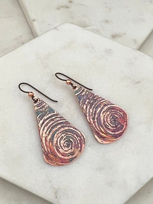 Acid Etched Teardrop Earrings