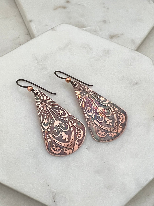 Acid Etched Teardrop Earrings
