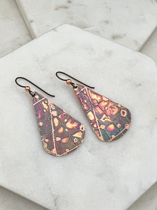 Acid Etched Teardrop Earrings