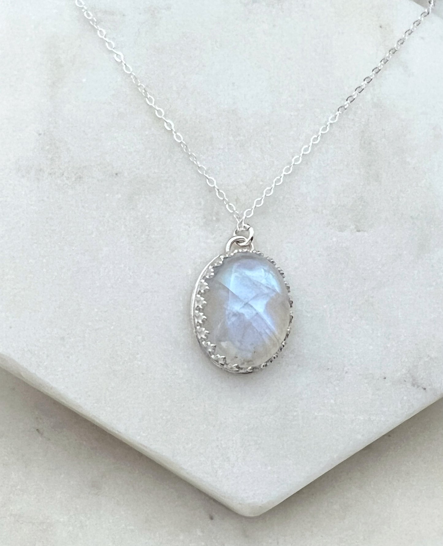 Moonstone and sterling silver necklace