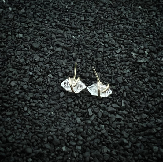 Gold-fill wrapped Herkimer diamond studs