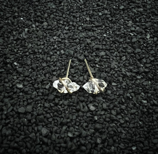 Gold-fill wrapped Herkimer diamond studs