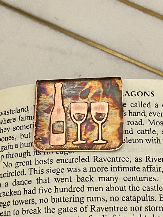 Acid etched copper wine bookmark