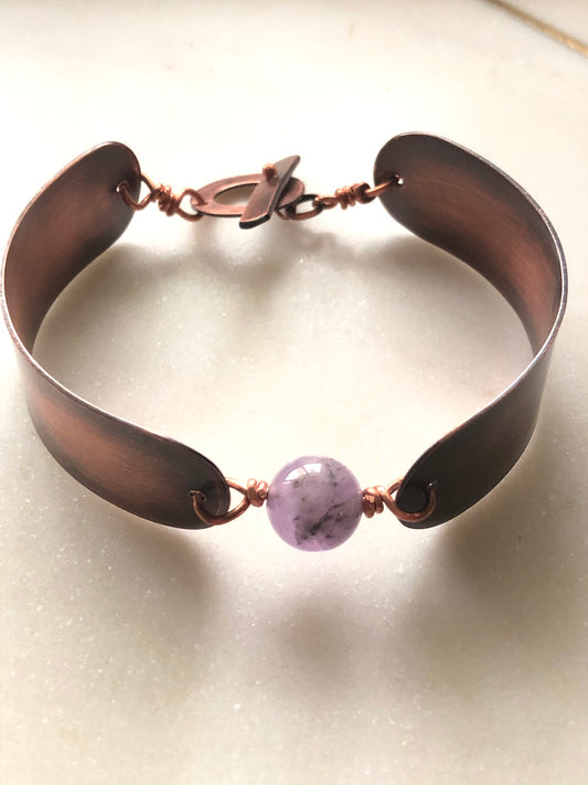 Copper and Amethyst Bracelet
