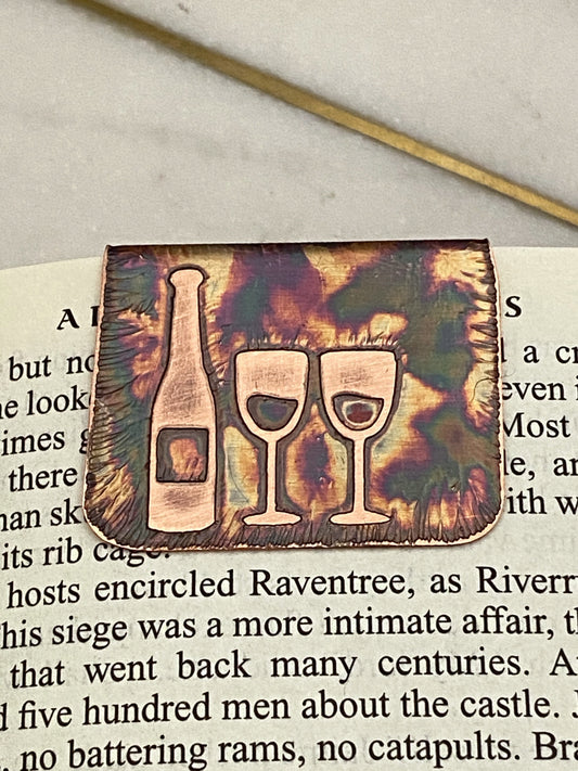 Acid etched copper wine bookmark