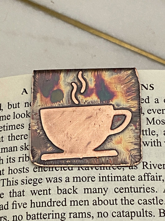 Acid etched copper cup bookmark