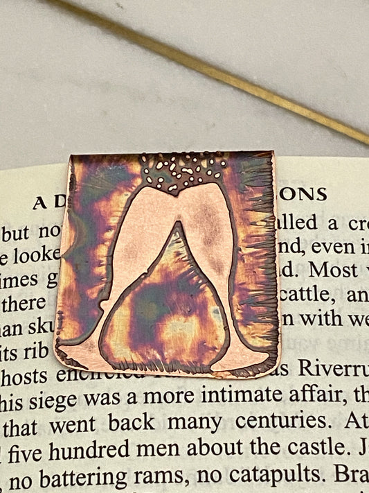 Acid etched copper toasting glasses bookmark