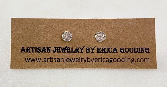 Tiny sterling silver hammered stud earring