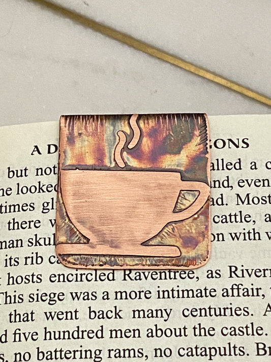 Acid etched copper cup bookmark