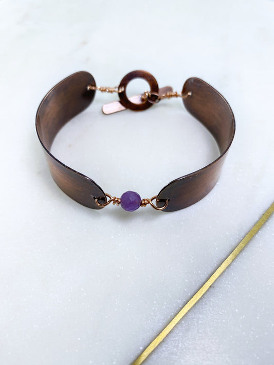 Copper and amethyst bracelet