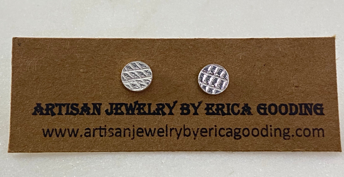 Small sterling silver textured stud earrings