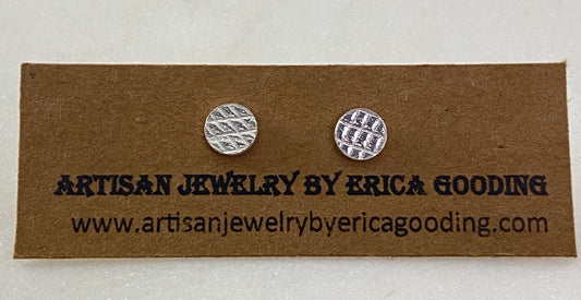 Small sterling silver textured stud earrings