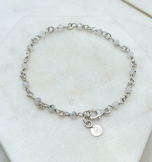 Sterling silver and rainbow moonstone