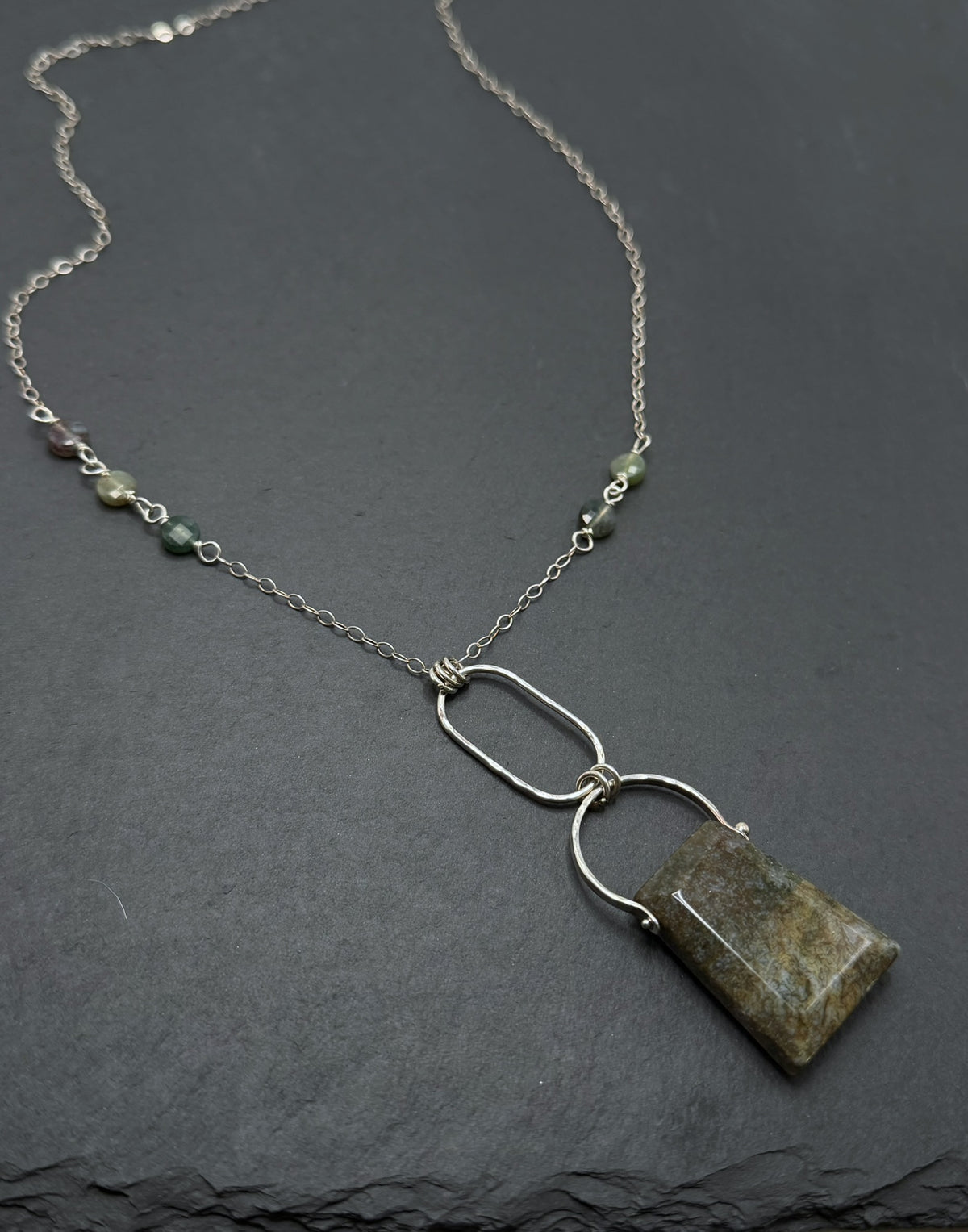 One-of-a-Kind Moss Agate & Sterling Silver Necklace