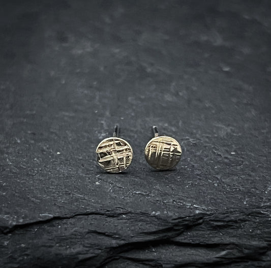 Small sterling silver textured stud earrings