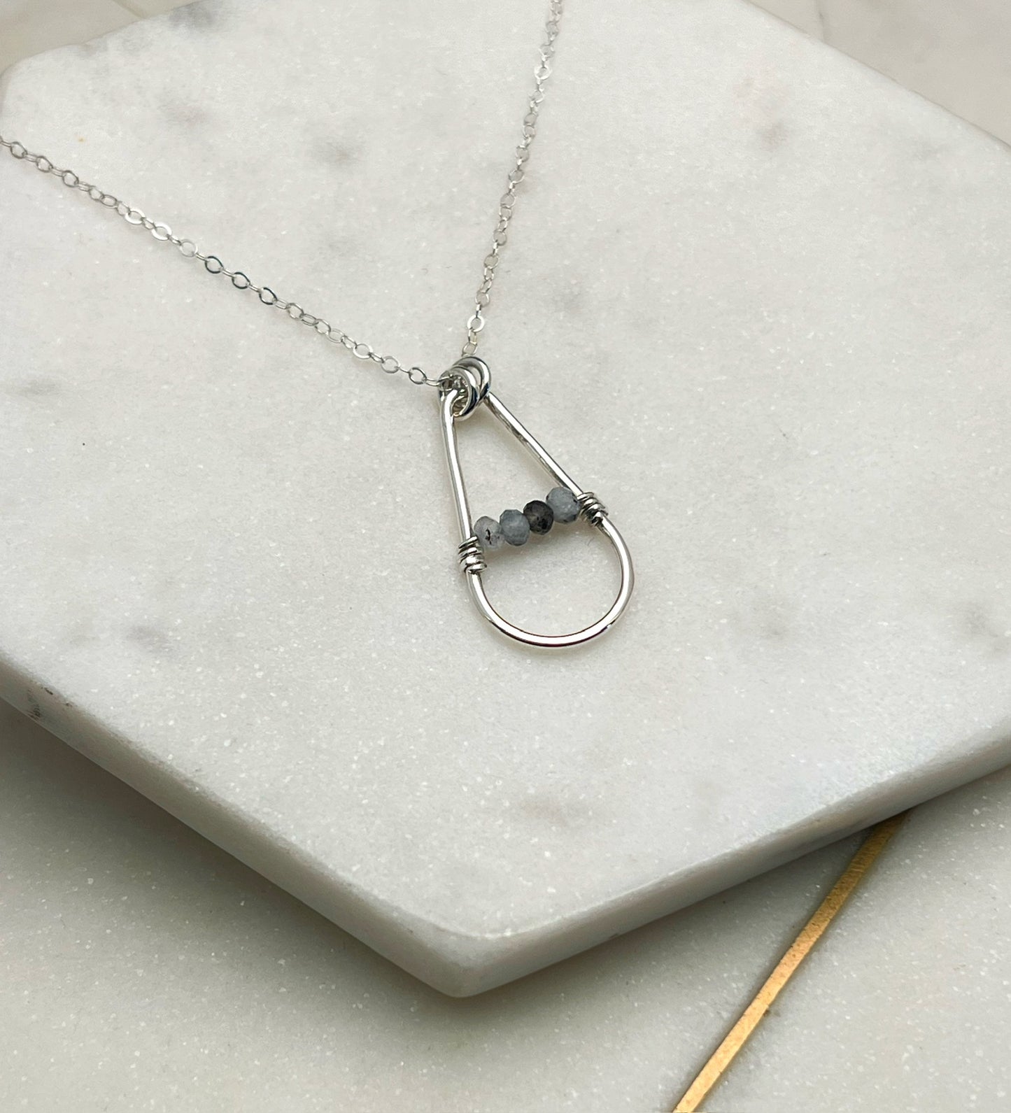 Forged sterling silver necklace with moonstone