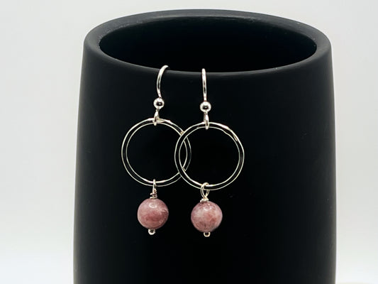Sterling silver earrings with lepidolite